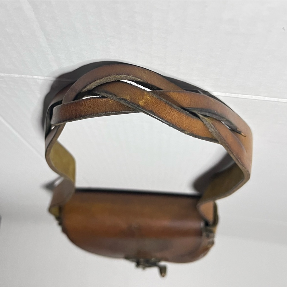 Vintage Tooled Leather Structured Crossbody Bag - Picture 7 of 15